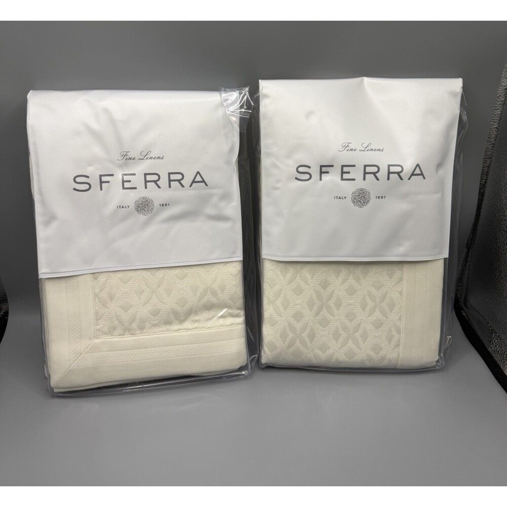 Sferra Giza 45 Quattro TWO KING SHAMS 21" x 36" Ivory Jacquard Weave